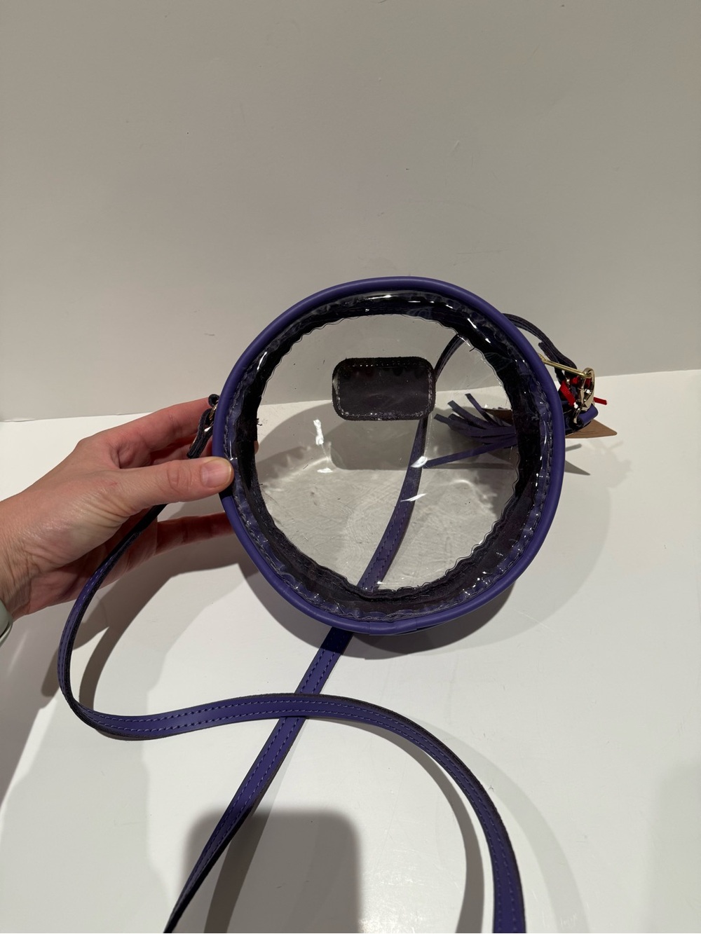 John Hart Clear Luna Purple Clear Crossbody Bag Round Circle Stadium NEW - Picture 3 of 4